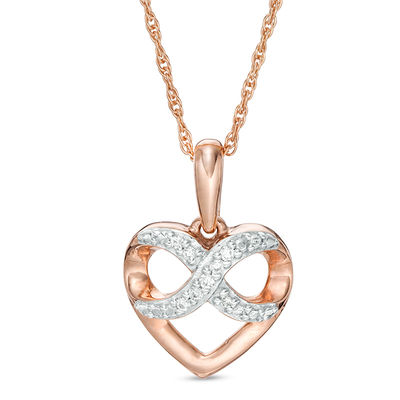 0.04 CT. T.W. Diamond Infinity Heart Pendant in 10K Rose Gold