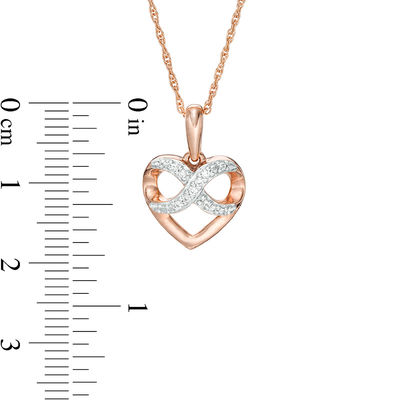 0.04 CT. T.W. Diamond Infinity Heart Pendant in 10K Rose Gold