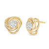 0.23 CT. T.W. Diamond Frame Love Knot Stud Earrings in 10K Gold