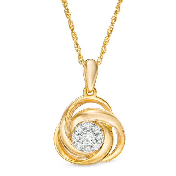 0.085 CT. T.W. Diamond Love Knot Pendant in 10K Gold | Peoples