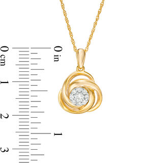 0.145 CT. T.W. Diamond Frame Love Knot Pendant in 10K Gold