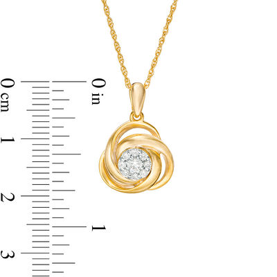 0.145 CT. T.W. Diamond Frame Love Knot Pendant in 10K Gold