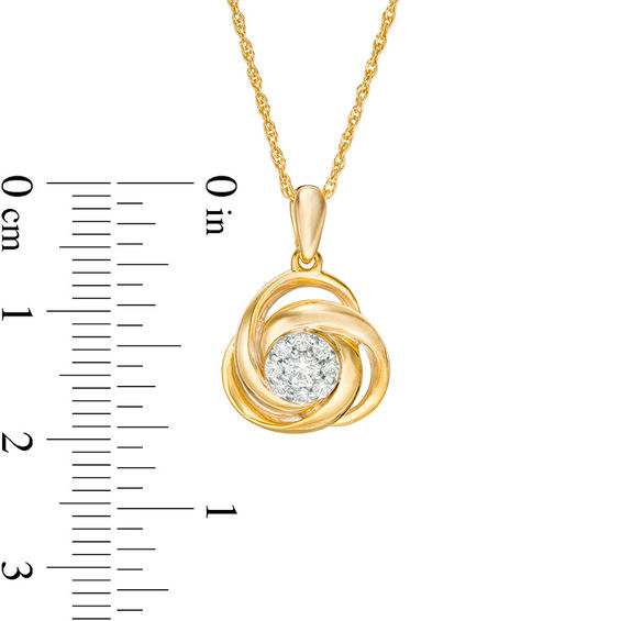 0.145 CT. T.W. Diamond Frame Love Knot Pendant in 10K Gold