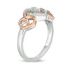 Thumbnail Image 2 of 0.065 CT. T.W. Diamond Interlocking Infinity Hearts Ring in Sterling Silver and 10K Rose Gold