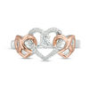 0.065 CT. T.W. Diamond Interlocking Infinity Hearts Ring in Sterling Silver and 10K Rose Gold