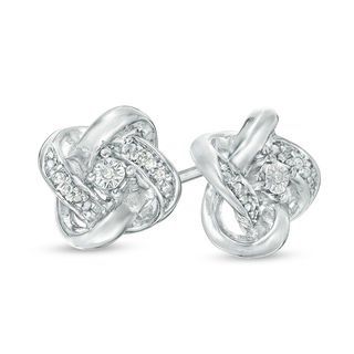 Diamond Accent Love Knot Stud Earrings in 10K White Gold