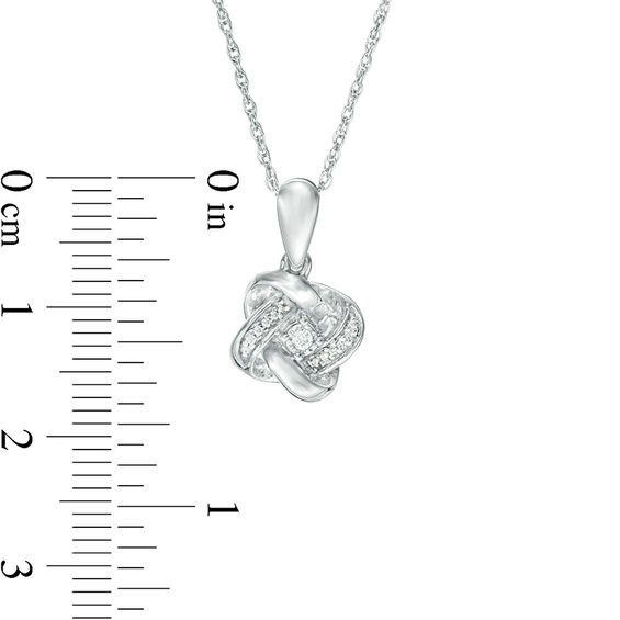 0.04 CT. T.W. Diamond Love Knot Pendant in 10K White Gold