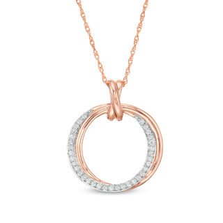 0.20 CT. T.W. Diamond Overlap Circle Pendant in 10K Rose Gold