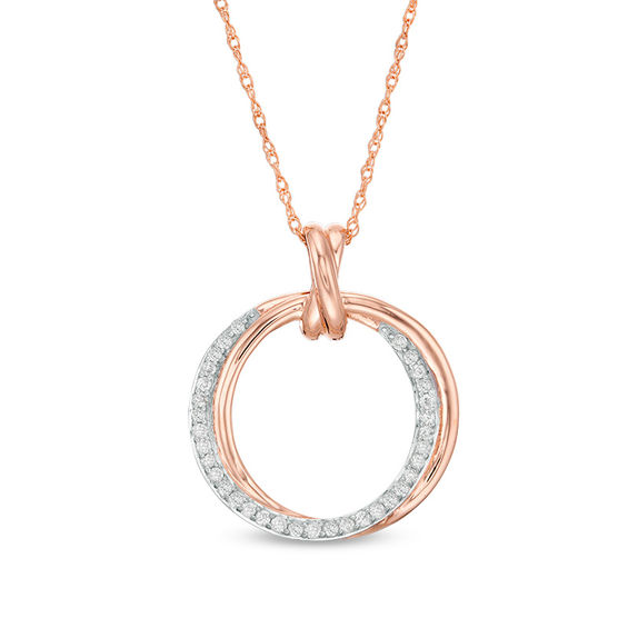 0.20 CT. T.W. Diamond Overlap Circle Pendant in 10K Rose Gold