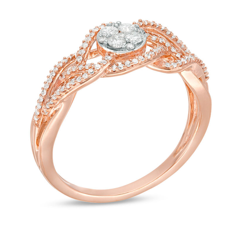 0.30 CT. T.W. Composite Diamond Swirl Bypass Ring in 10K Rose Gold|Peoples Jewellers
