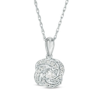 0.23 CT. T.W. Diamond Swirl Pendant in 10K White Gold