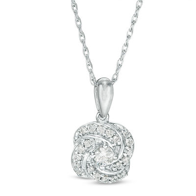 0.23 CT. T.W. Diamond Swirl Pendant in 10K White Gold