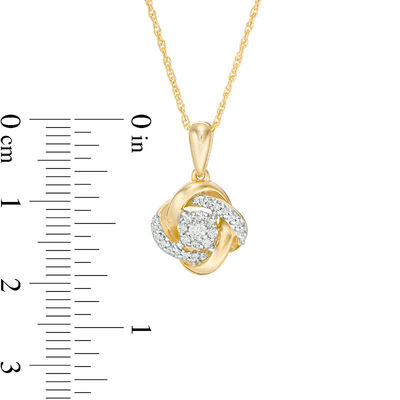 0.146 CT. T.W. Diamond Frame Love Knot Pendant in 10K Gold