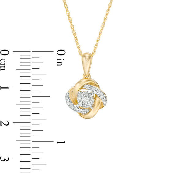 0.146 CT. T.W. Diamond Frame Love Knot Pendant in 10K Gold