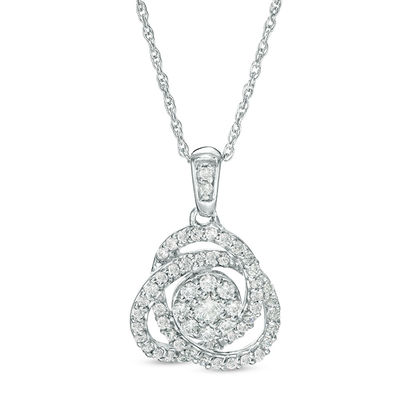 0.45 CT. T.W. Diamond Frame Love Knot Pendant in 10K White Gold