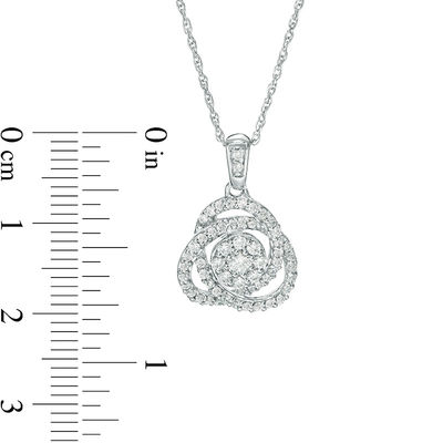 0.45 CT. T.W. Diamond Frame Love Knot Pendant in 10K White Gold