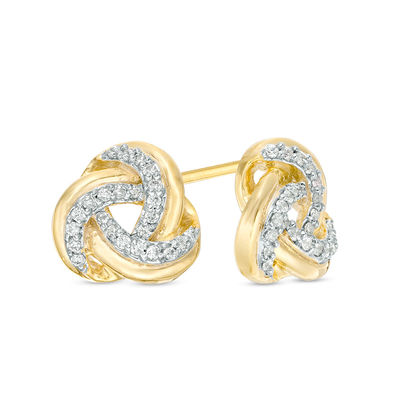 0.146 CT. T.W. Diamond Love Knot Stud Earrings in 10K Gold