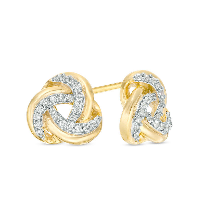 0.146 CT. T.W. Diamond Love Knot Stud Earrings in 10K Gold|Peoples Jewellers