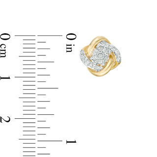 0.23 CT. T.W. Diamond Frame Love Knot Stud Earrings in 10K Gold