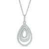 0.145 CT. T.W. Diamond and Textured Triple Teardrop Pendant in Sterling Silver