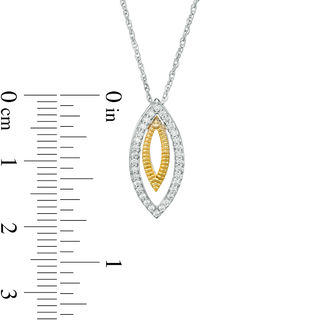 0.147 CT. T.W. Diamond and Textured Double Marquise Pendant in Sterling Silver and 10K Gold