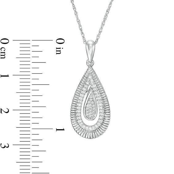 0.146 CT. T.W. Diamond and Textured Teardrop Pendant in Sterling Silver