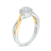 Thumbnail Image 1 of 0.18 CT. T.W. Diamond and Textured Double Frame Twist Promise Ring in Sterling Silver with 14K Gold Plate