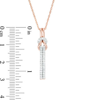 0.23 CT. T.W. Diamond Knot Vertical Bar Pendant in 10K Rose Gold (J/I3)