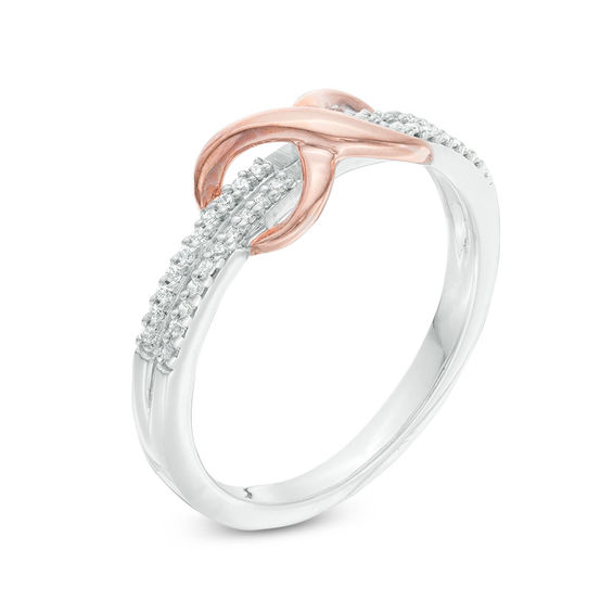 0.116 CT. T.W. Diamond Infinity Knot Ring in Sterling Silver and 10K Rose Gold