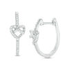 0.148 CT. T.W. Diamond Heart on Hoop Earrings in Sterling Silver