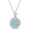 Thumbnail Image 1 of 8.0mm Sky Blue and White Topaz with Diamond Accent Swirl Frame Pendant in Sterling Silver