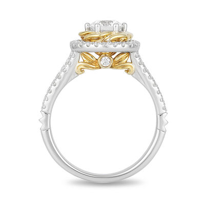 Enchanted Disney Belle 1.00 CT. T.W. Diamond Rose Frame Engagement Ring in 14K Two-Tone Gold