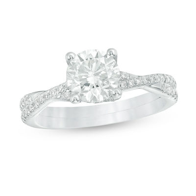 1.30 CT. T.W. Diamond Twist Engagement Ring in 14K White Gold