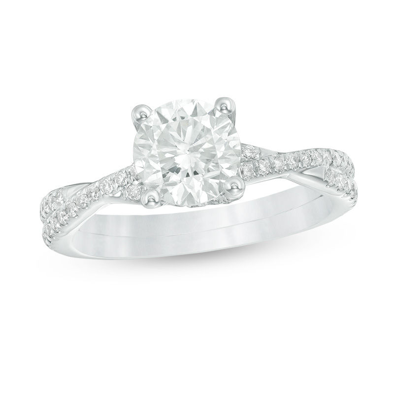 1.30 CT. T.W. Diamond Twist Engagement Ring in 14K White Gold|Peoples Jewellers