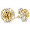 8.0mm Citrine and White Topaz Swirl Frame Stud Earrings in Sterling Silver with Yellow Rhodium