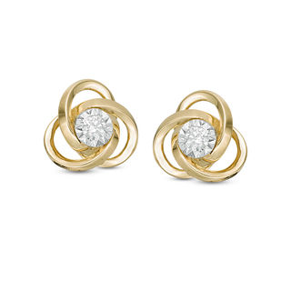 0.13 CT. T.W. Diamond Love Knot Stud Earrings in 10K Gold