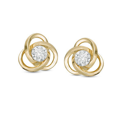 0.13 CT. T.W. Diamond Love Knot Stud Earrings in 10K Gold