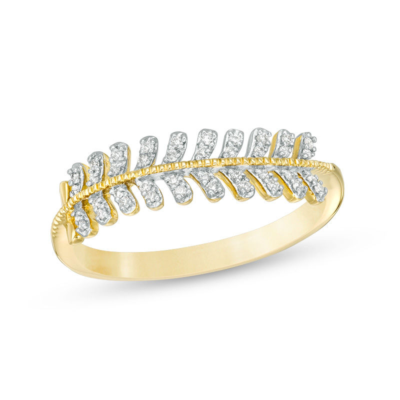 0.12 CT. T.W. Diamond Vine with Leaves Ring in 10K Gold|Peoples Jewellers