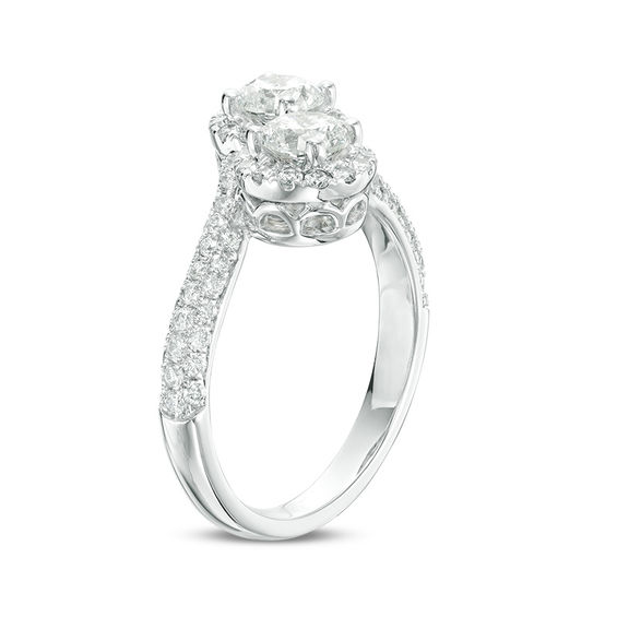 Ever Us™ 1.63 CT. T.W. Two-Stone Diamond Frame Bypass Ring in 14K White Gold