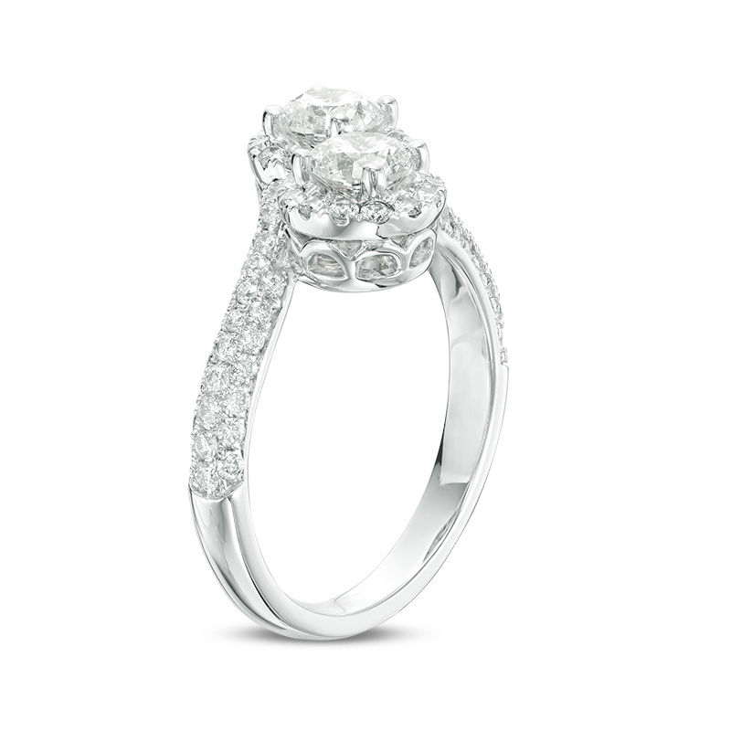 Main Image 2 of Ever Us™ 1.63 CT. T.W. Two-Stone Diamond Frame Bypass Ring in 14K White Gold