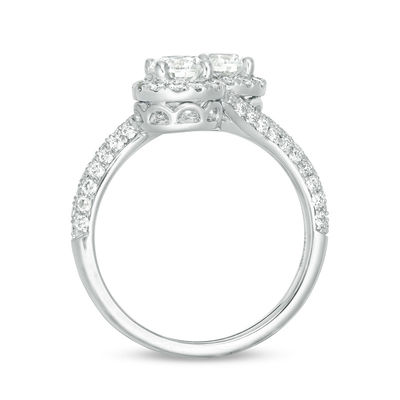 Ever Us™ 1.63 CT. T.W. Two-Stone Diamond Frame Bypass Ring in 14K White Gold