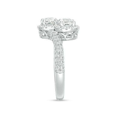 Ever Us™ 1.63 CT. T.W. Two-Stone Diamond Frame Bypass Ring in 14K White Gold