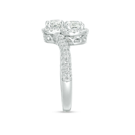 Ever Us™ 1.63 CT. T.W. Two-Stone Diamond Frame Bypass Ring in 14K White Gold