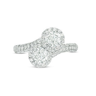 Ever Us™ 1.63 CT. T.W. Two-Stone Diamond Frame Bypass Ring in 14K White Gold