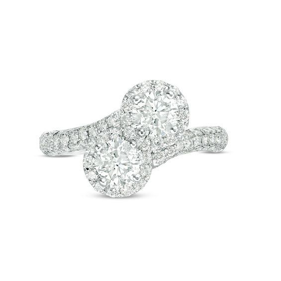 Ever Us™ 1.63 CT. T.W. Two-Stone Diamond Frame Bypass Ring in 14K White Gold