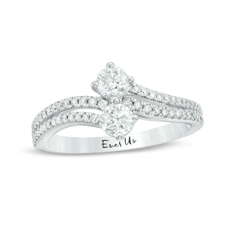 Ever Us™ 0.75 CT. T.W. Two-Stone Diamond Double Row Bypass Ring in 14K White Gold