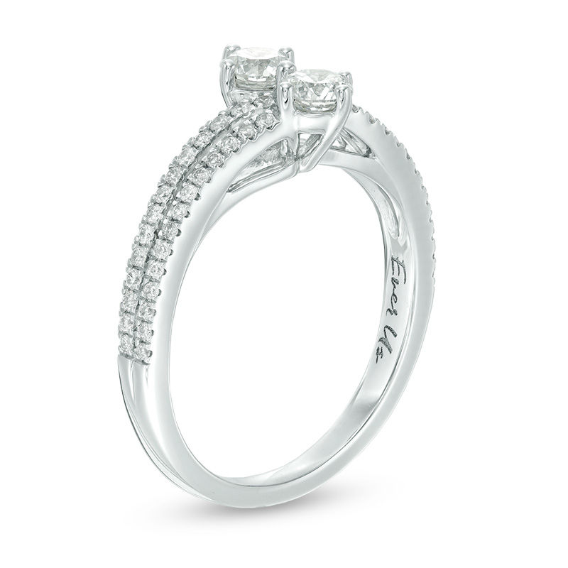 Ever Us™ 0.75 CT. T.W. Two-Stone Diamond Double Row Bypass Ring in 14K White Gold