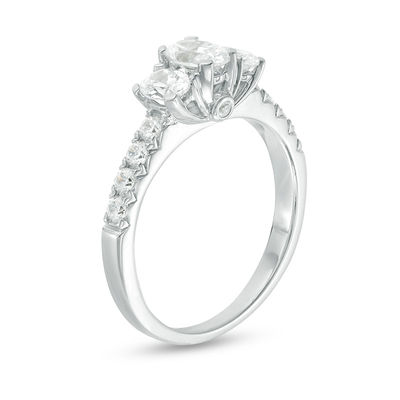 1.00 CT. T.W. Certified Oval Diamond Past Present Future® Engagement Ring in 14K White Gold (I/I1)