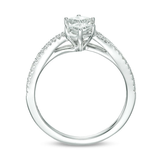 Ever Us™ 0.75 CT. T.W. Two-Stone Princess-Cut Diamond Double Row Bypass Ring in 14K White Gold