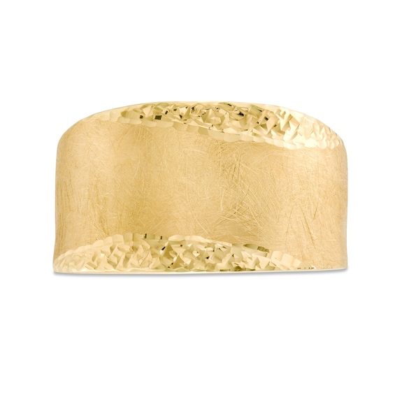 Italian Gold Diamond-Cut and Satin Wave Ring in 14K Gold - Size 7